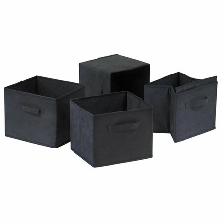 WALL-TO-WALL TorinoStorage Shelf with Black Fabric Baskets Set - 4 Piece WA3268814